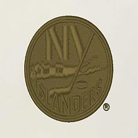 Men's Antigua Cream/Olive New York Islanders Intrepid Sand Raglan Long Sleeve Hoodie T-Shirt