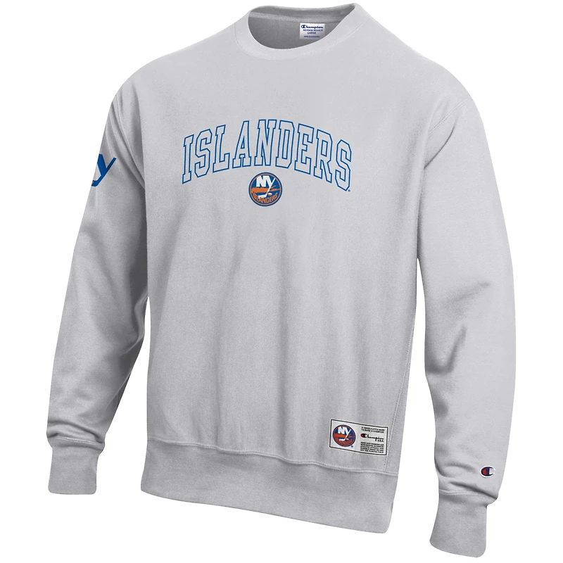 Men's Champion Gray New York Islanders Reverse Weave Fleece Sweatshirt