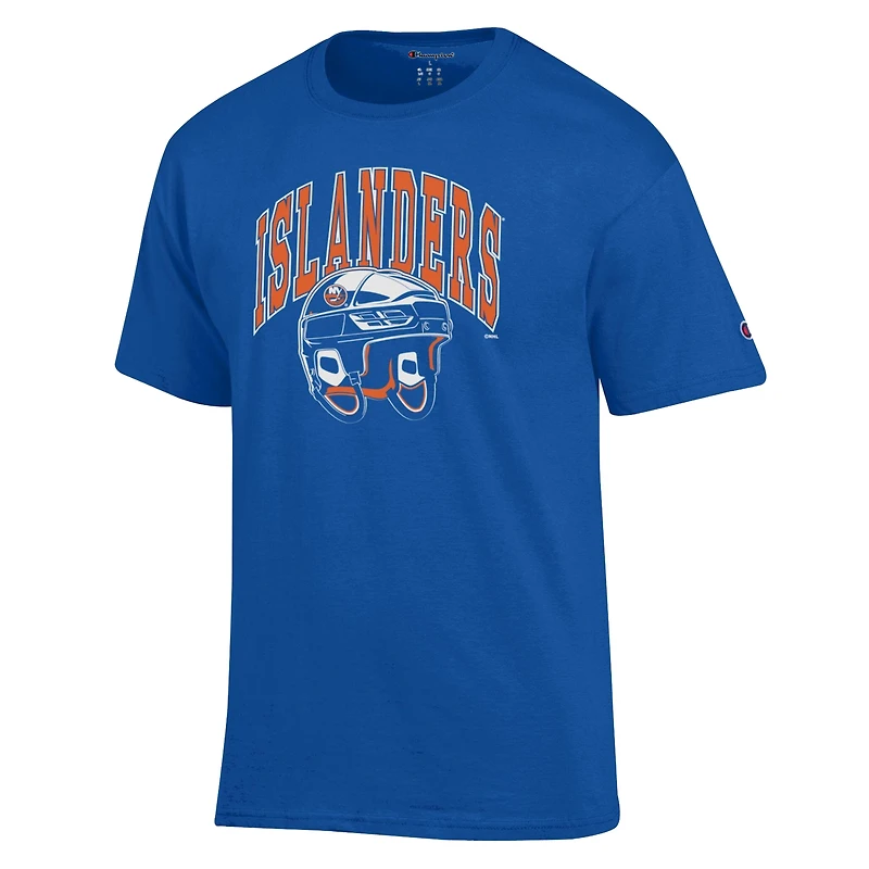 Men's Champion Royal New York Islanders Helmet T-Shirt