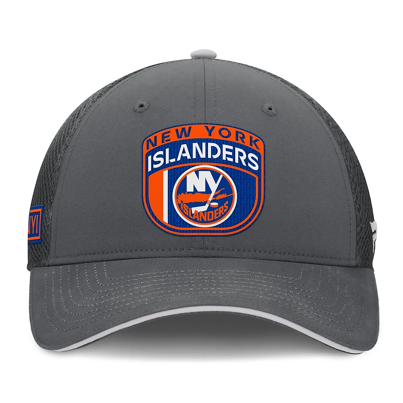 Men's Fanatics Gray New York Islanders Authentic Pro Home Ice Trucker Adjustable Hat