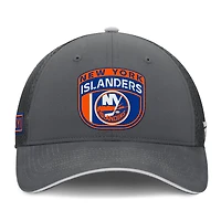Men's Fanatics Gray New York Islanders Authentic Pro Home Ice Trucker Adjustable Hat