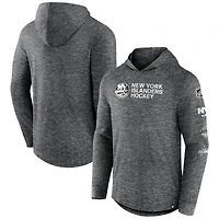 Men's Fanatics  Heather Charcoal New York Islanders Stacked Long Sleeve Hoodie T-Shirt