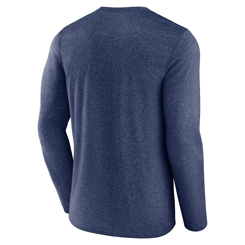 T-shirt à manches longues Fanatics Heather Navy pour homme, édition transition des New York Islanders