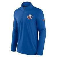 Men's Fanatics Heather Royal New York Islanders Authentic Pro Rink Quarter-Zip Jacket