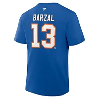 T-shirt authentique pour homme Fanatics Mathew Barzal Royal des New York Islanders avec nom et numéro Stack