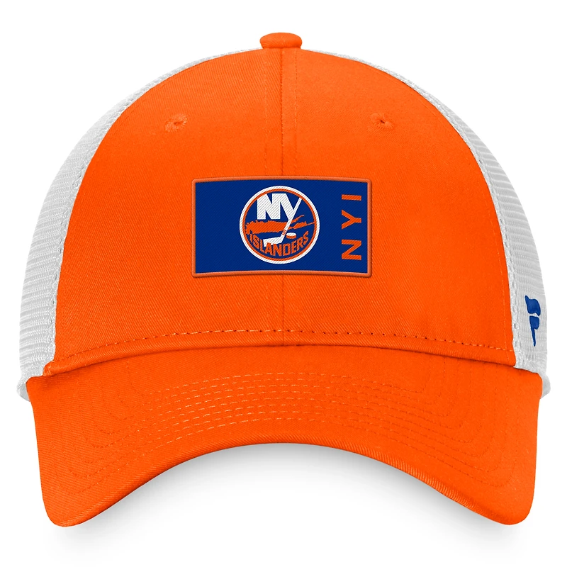 Men's Fanatics Orange/White New York Islanders Authentic Pro Rink Trucker Snapback Hat