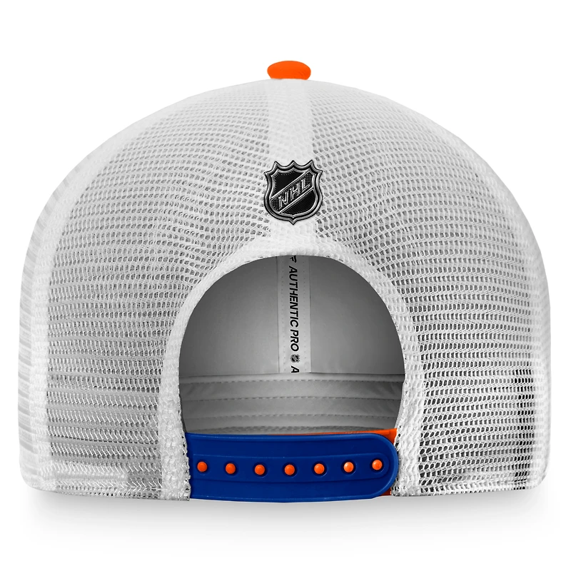 Men's Fanatics Orange/White New York Islanders Authentic Pro Rink Trucker Snapback Hat