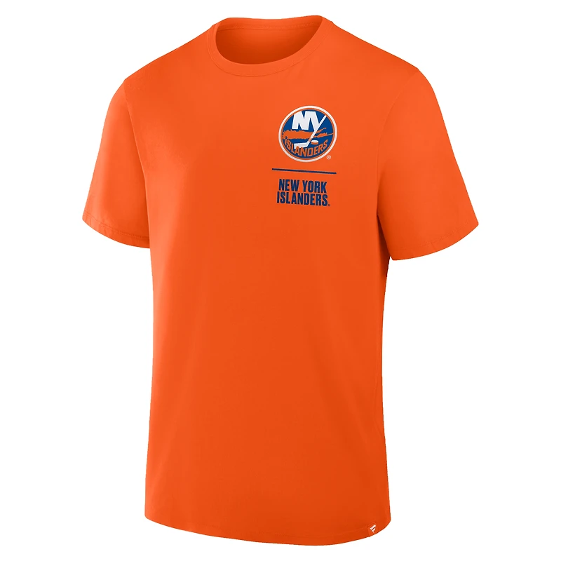 T-shirt orange fanatiques pour homme « Crash The Net Legacy » des Islanders de New York