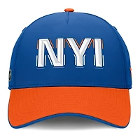 Casquette Fanatics Royal/Orange New York Islanders Authentic Pro Rink Team Code Flex pour homme