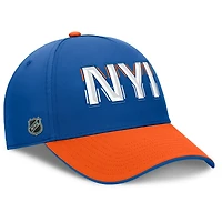 Casquette Fanatics Royal/Orange New York Islanders Authentic Pro Rink Team Code Flex pour homme