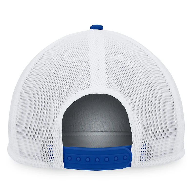 Casquette Snapback de camionneur en mousse avec patch sur le devant en mousse Royal/Blanc Fanatics pour hommes des Islanders de New York