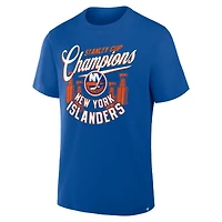 T-shirt Fanatics Royal pour hommes des Islanders de New York, champions la Coupe Stanley 4x