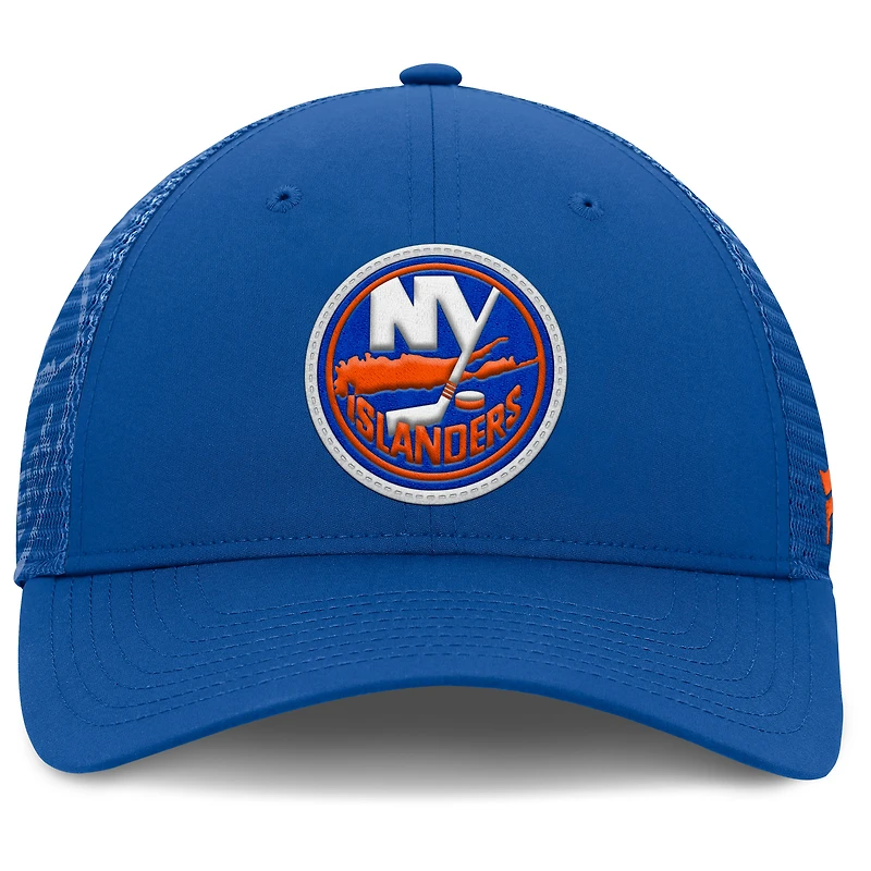Casquette ajustable Fanatics Royal New York Islanders Authentic Pro Home Ice Trucker pour homme