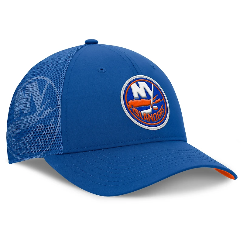 Casquette ajustable Fanatics Royal New York Islanders Authentic Pro Home Ice Trucker pour homme