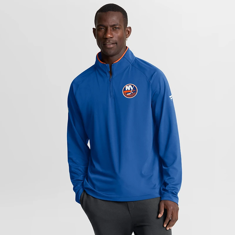 Pull d'entraînement à quart de zip Fanatics Royal New York Islanders Authentic Pro Rink pour homme