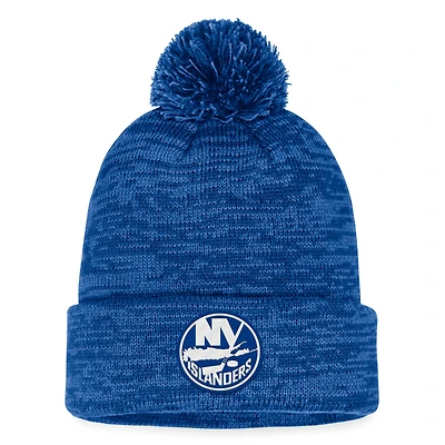 Bonnet en tricot à revers fondamental Fanatics Royal New York Islanders pour hommes avec pompon