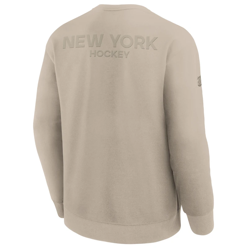 Men's Fanatics Tan New York Islanders Authentic Pro Road Tri-Blend Sweatshirt