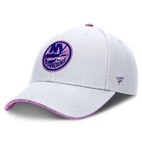 Casquette ajustable authentique Pro Hockey Fights Cancer des New York Islanders Fanatics pour hommes blanche