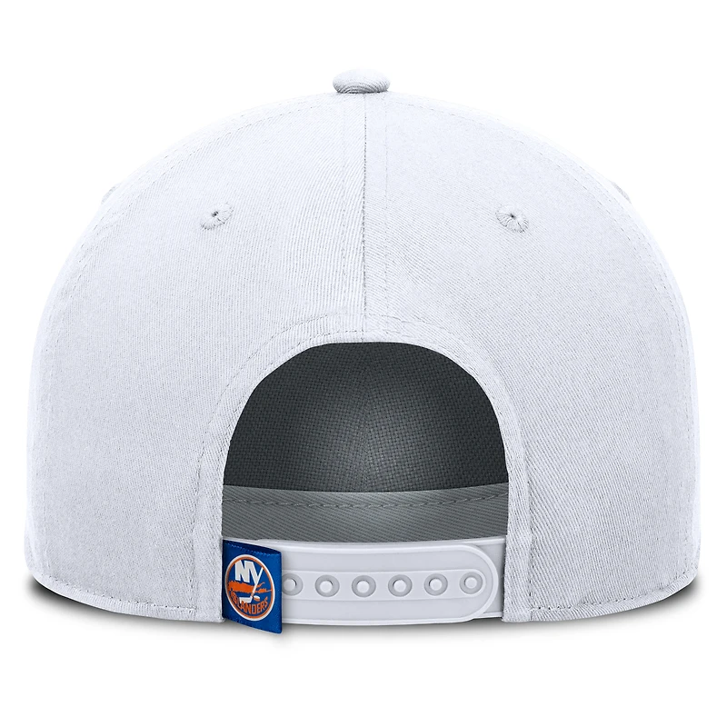 Casquette ajustable en forme de A pour homme, motif corde, blanc, des Islanders de New York