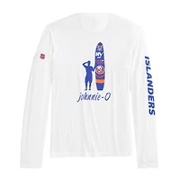 T-shirt à manches longues Adam des Islanders de New York pour hommes Johnnie-O blanc