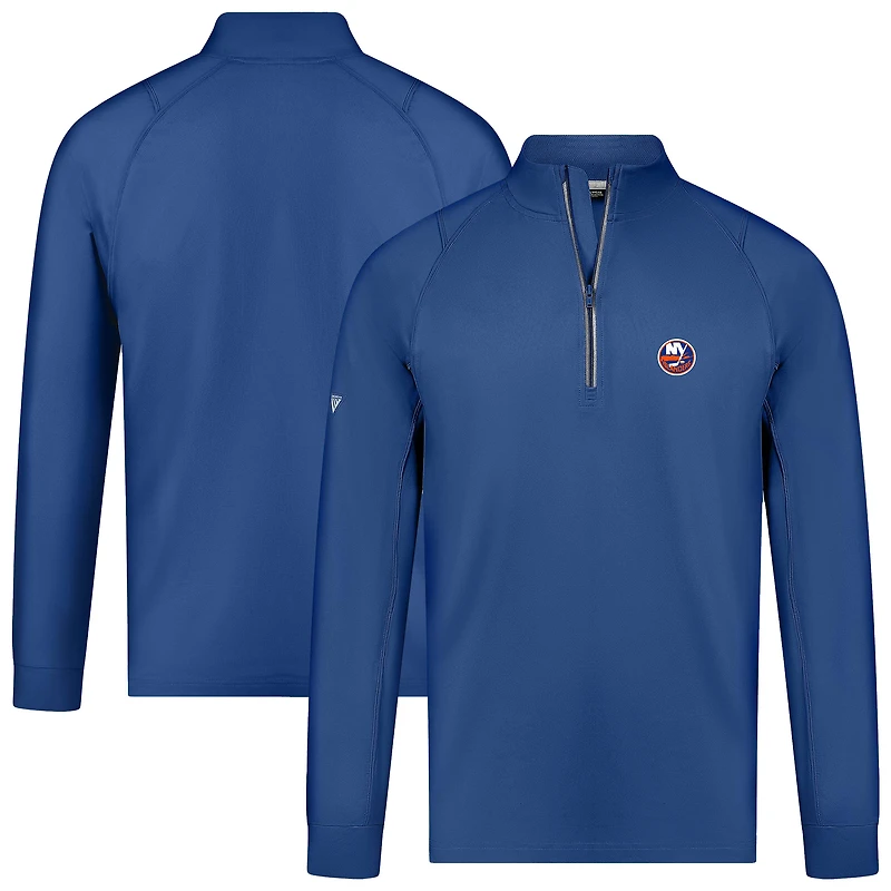 Men's Levelwear Royal New York Islanders Theory Insignia Core Raglan Quarter-Zip Pullover Top