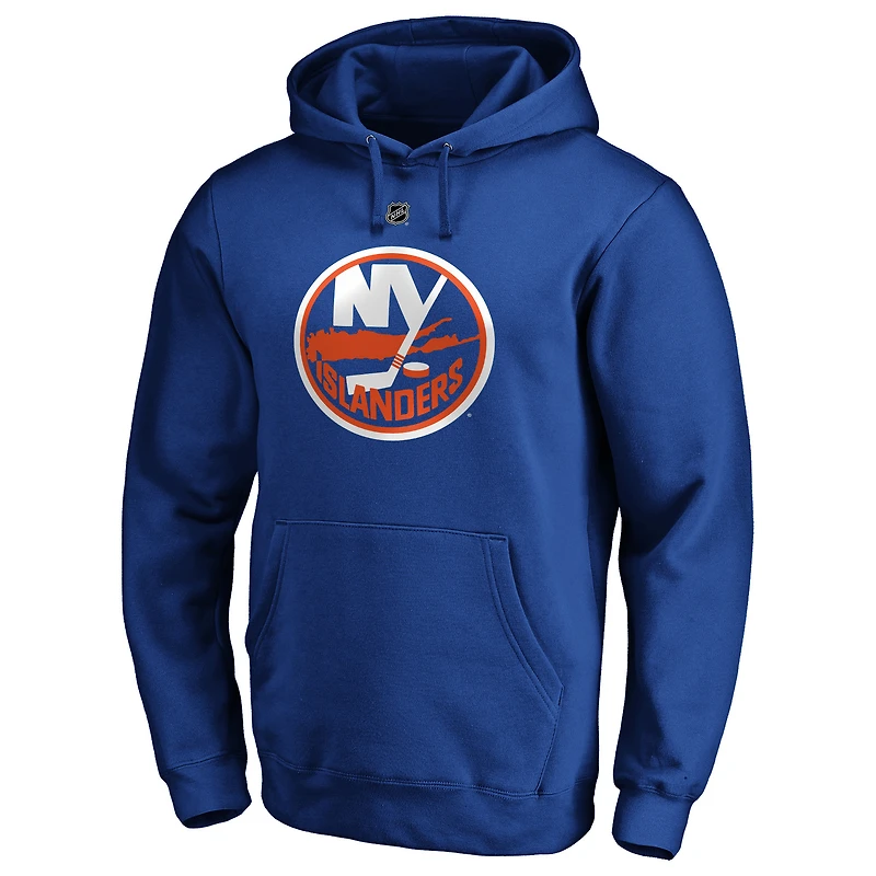 Sweat à capuche ajusté pour homme Mathew Barzal Royal New York Islanders Authentic Stack Player Name & Number