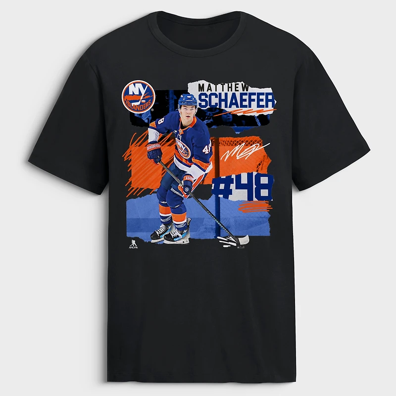 Men's Matthew Schaefer Black New York Islanders Fresh Ice T-Shirt
