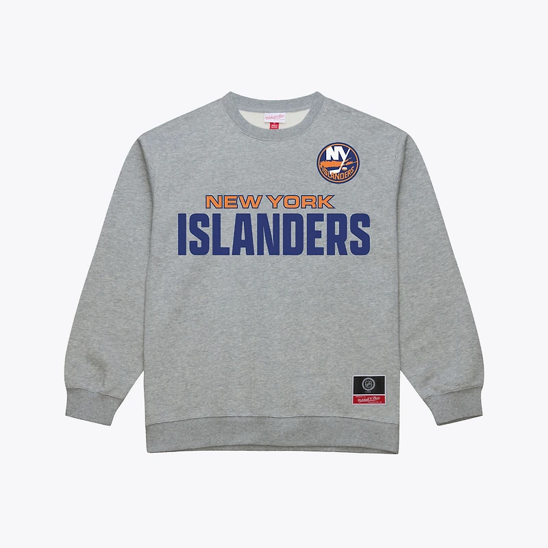 Men's Mitchell & Ness Heather Gray New York Islanders Core Wordmark Fleece Sweatshirt