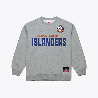 Men's Mitchell & Ness Heather Gray New York Islanders Core Wordmark Fleece Sweatshirt