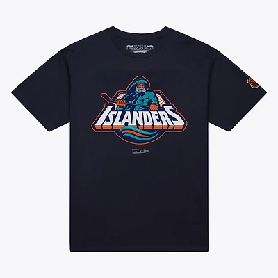T-shirt Mitchell & Ness bleu marine pour homme, logo vintage des Islanders de New York