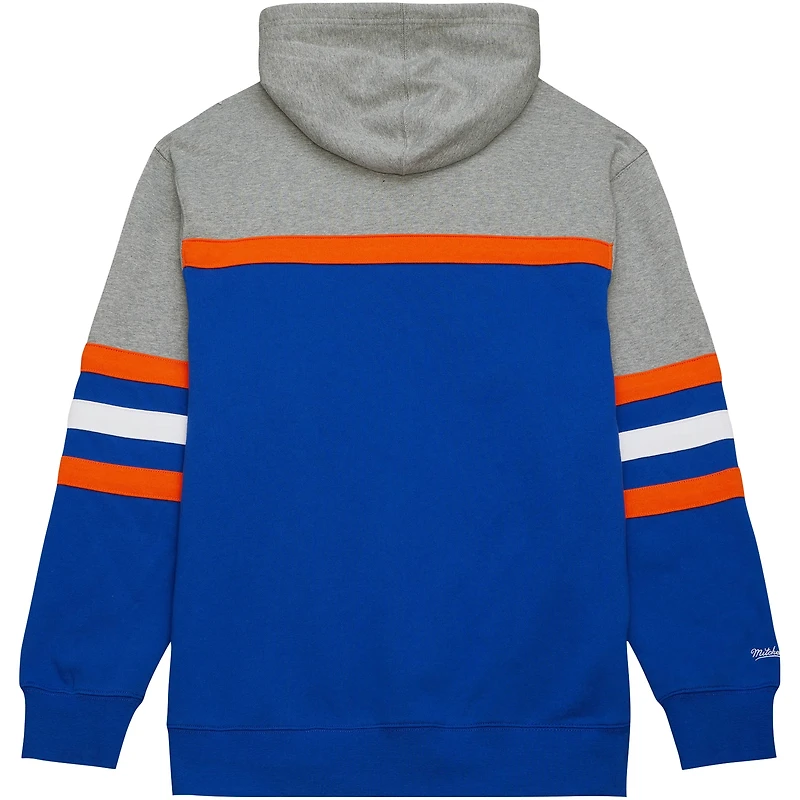 Men's Mitchell & Ness Royal/Gray New York Islanders Head Coach Pullover Hoodie