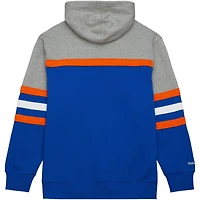 Chandail à capuchon de l'entraîneur-chef des Islanders New York Mitchell & Ness pour hommes, royal/gris