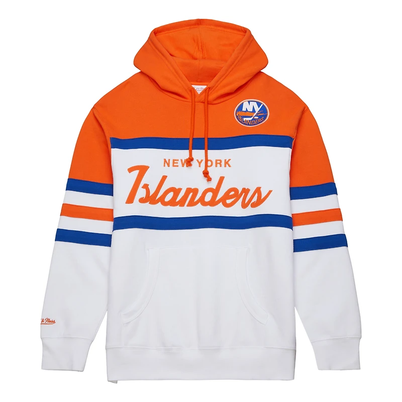 Men's Mitchell & Ness White/Orange New York Islanders Head Coach Pullover Hoodie