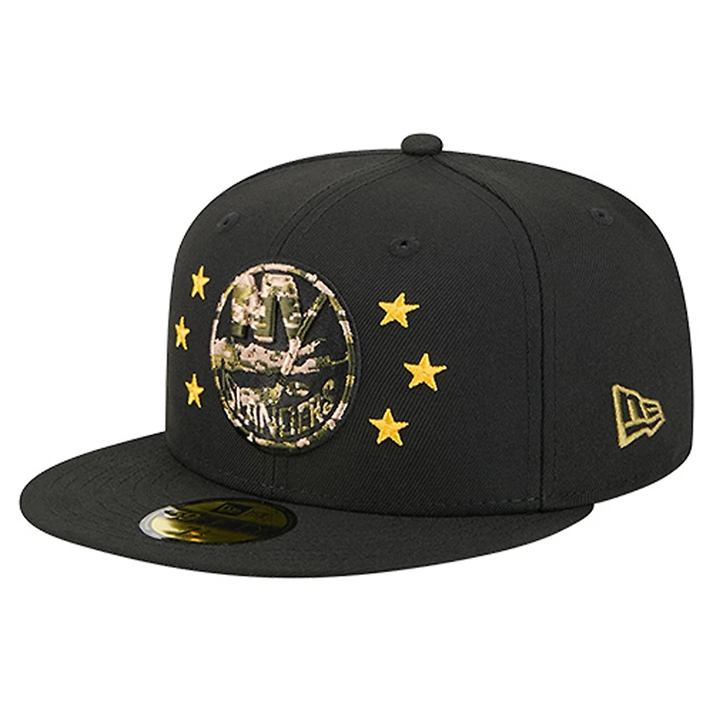 Casquette ajustée 59FIFTY pour homme New Era noire York Islanders Military Appreciation Digital Camo Stars