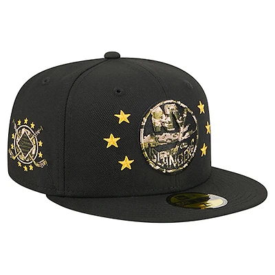 Casquette ajustée 59FIFTY pour homme New Era noire York Islanders Military Appreciation Digital Camo Stars
