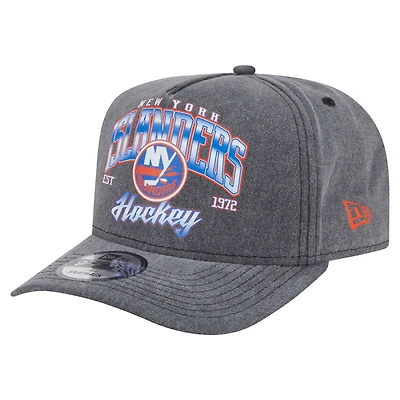 Men's New Era  Charcoal New York Islanders Throwback Washed A-Frame Pre-Curved 9FIFTY Snapback Hat