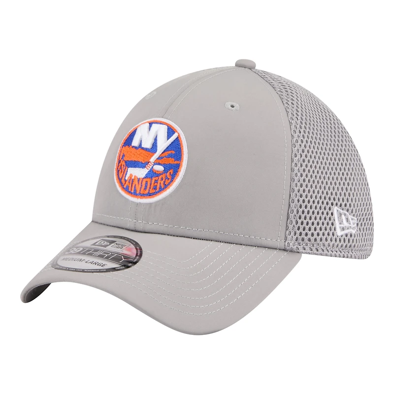 Men's New Era  Gray York Islanders Logo 39THIRTY Flex Hat