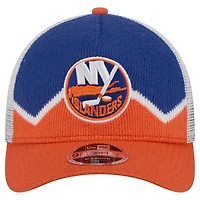 Men's New Era  Orange/Royal New York Islanders Hockey Sock 9FORTY A-Frame M-Crown Adjustable Trucker Hat