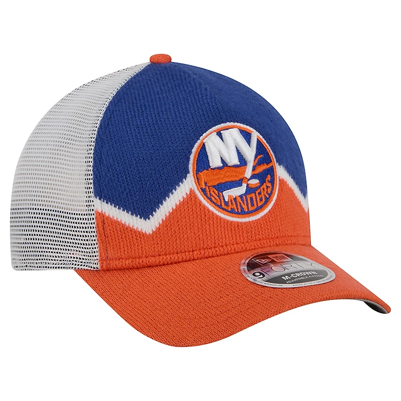 Casquette de camionneur ajustable New Era orange/bleu marine New York Islanders 9FORTY A-Frame M-Crown pour homme