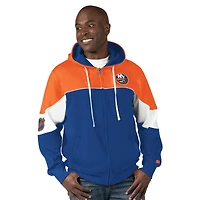 Men's Starter  Royal/Orange New York Islanders Power Forward Full-Zip Hoodie