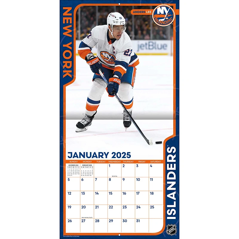 Calendrier mural de l'équipe des Islanders de New York 2024-2025 12" x 12"