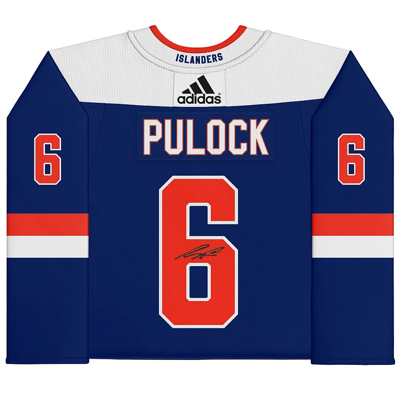 Maillot authentique Adidas bleu dédicacé par Ryan Pulock des Islanders de New York