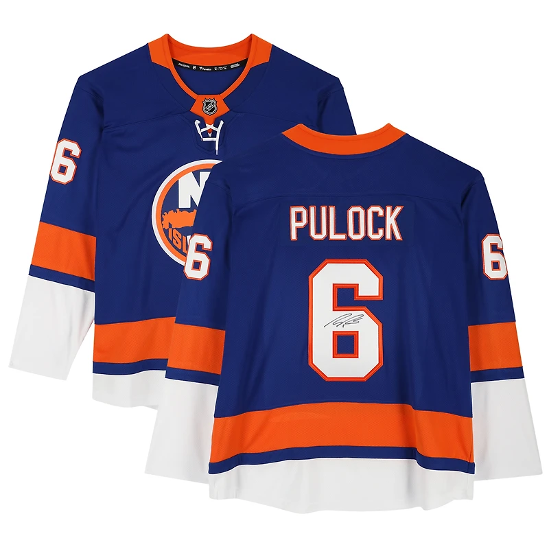 Maillot Breakaway bleu dédicacé par Ryan Pulock des New York Islanders