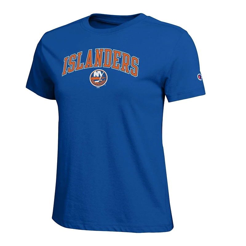 T-shirt féminin Champion Royal New York Islanders avec logo de la mascotte Arch