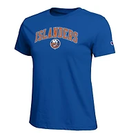 T-shirt féminin Champion Royal New York Islanders avec logo de la mascotte Arch