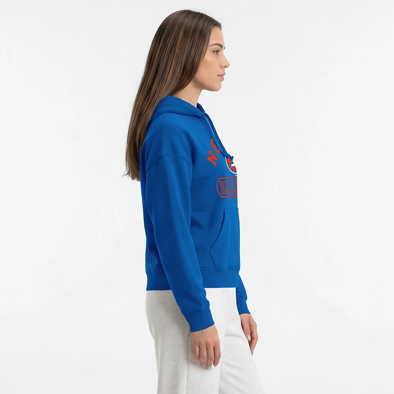Women's Champion Royal New York Islanders Arched Pill Box Hoodie