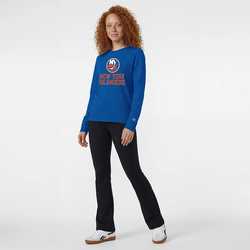 Women's Champion Royal New York Islanders Wordmark Lockup Long Sleeve T-Shirt