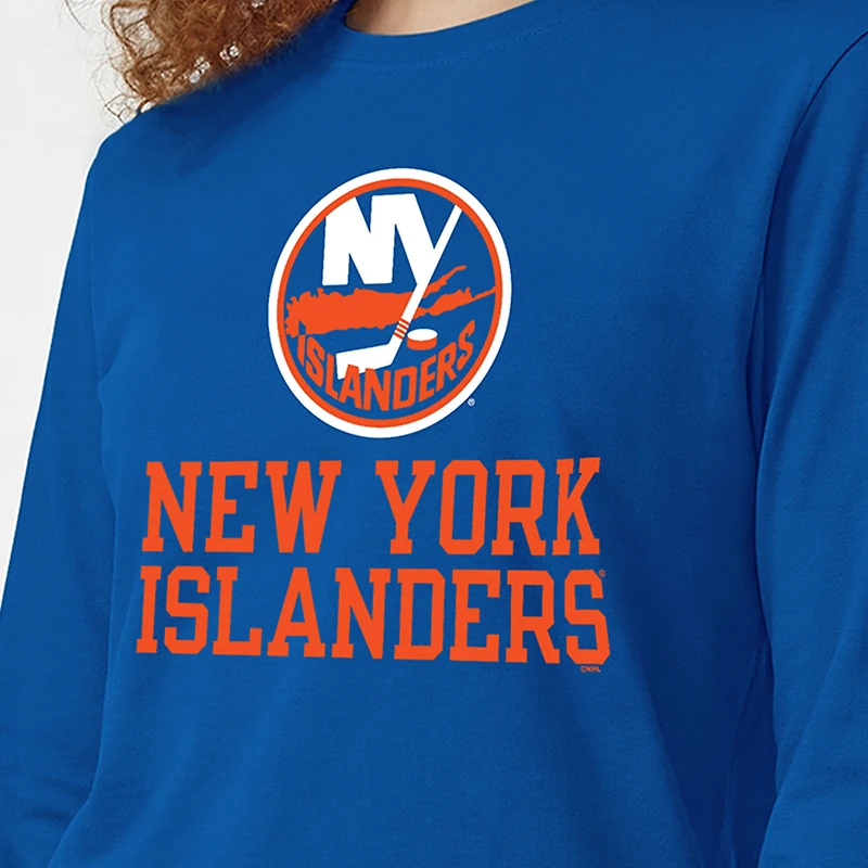 Women's Champion Royal New York Islanders Wordmark Lockup Long Sleeve T-Shirt