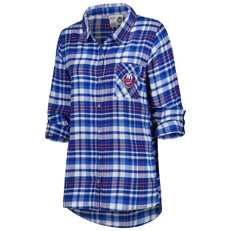 Chemise de nuit à manches longues en flanelle Concepts Sport Royal New York Islanders Mainstay pour femmes