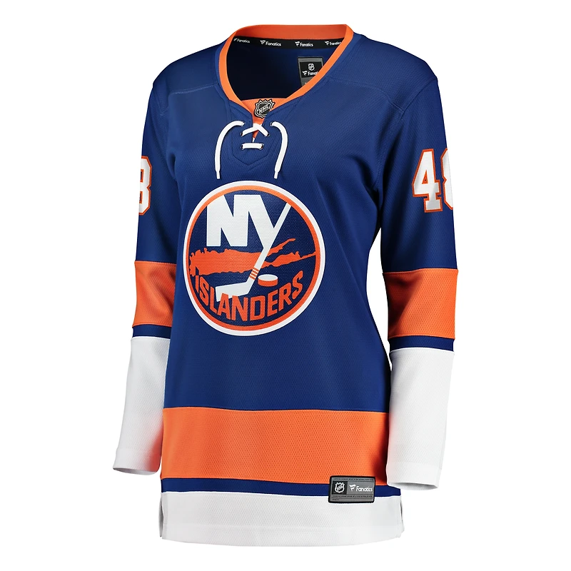 Maillots de joueur échappé à domicile des Royal New York Islanders Matthew Schaefer, fanatiques féminines
